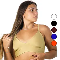 Top Cropped Feminino Alça Fina Decotado Duplo Suplex Premium Sem Bojo Carioca