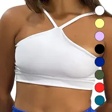 Top Cropped Feminino Cruzado Frente Única Academia Fitness Duplo Sem Bojo Suplex Premium