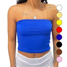 Tube Top Feminino Tomara que Caia Cropped Comprido Duplo Sem Bojo Suplex Premium