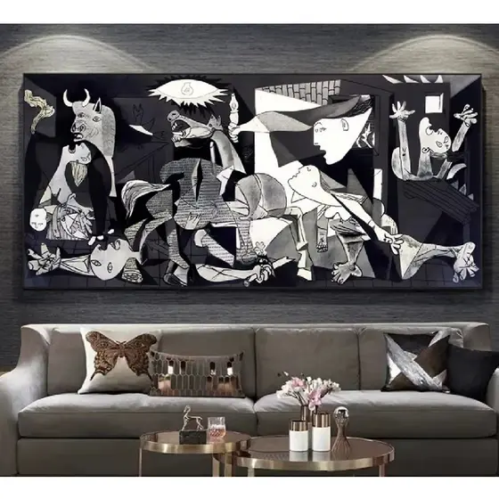 Quadros decorativos Preto e branco abstrato Picasso Guernica Pintura (1 peça)