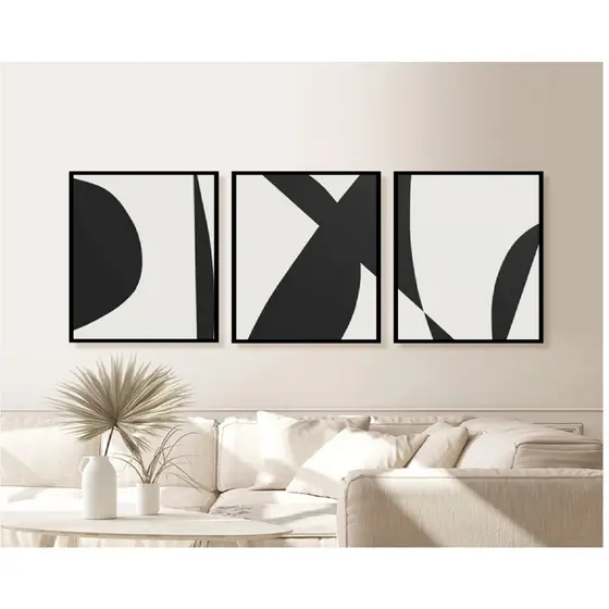 Quadro decorativo mosaico Preto e branco (3 peças)