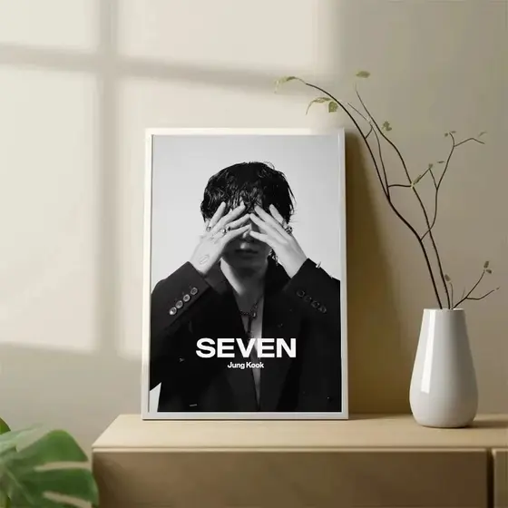 Quadro decorativo Jung Kook pôster artístico preto e branco (1 peça)