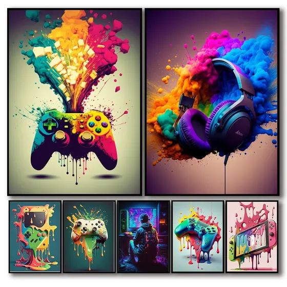 Quadro Decorativo Gamer Controle Jogos Infantil pc Computador Rede Geração