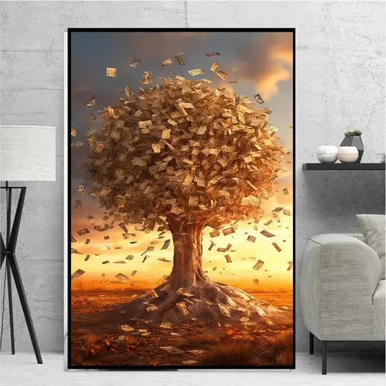 quadro decorativo grande arvore de dinheiro 1 peça 90x60