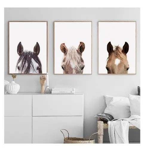 Quadros decorativos Cavalos Retratos Posters e Impressões, Pintura em Tela, Arte da Parede, Animais (3 peças)