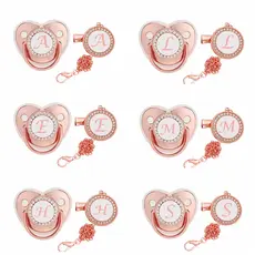 Pacifier Personalizado , Rose Gold Com Nome Inicial , Chuveiro De Presente De Aniversário