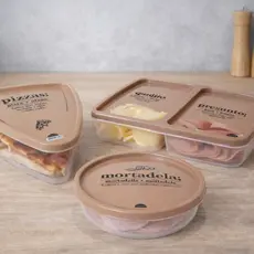 Conj Kit 3 Potes Porta Frios Mortadela Presunto Queijo Pizza