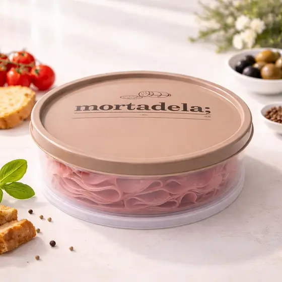 Porta Frios Pote Para Mortadela Redondo Decorado 750ml