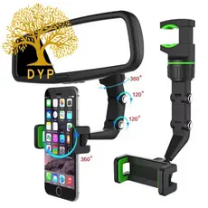Nova Multifuncional 360 Graus Rotatable m Espelho Retrovisor Clipe Suporte Telefone Celular Para O Carro PRONTA ENTREGA