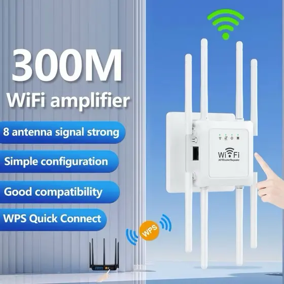 Repetidor Wifi 300 Mbps Wi-Fi 8 Amplifier Signal Long Range Wireless Access Point