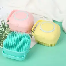 Esponja De Silicone Para Banho Com Dispenser Shampoo / Sabonete Escova Crianças, Adultos e Pets-envio imediato