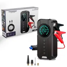Bomba de Ar Portatil Compressor Inflator Multi-função 4 em 1 PowerBank 8kmah Bateria Calibrador de Carro Auto Pneu