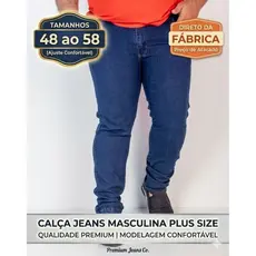Calça Jeans Masculina Plus Size Premium Com Elastano Lycra Direto da Fábrica - Tamanho Grande