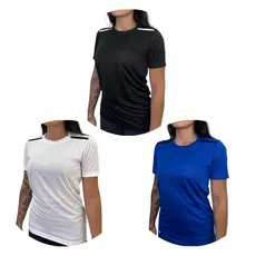 kit com 3 camiseta dry fit feminina sem estampa de academia/treino/corrida com proteção uv