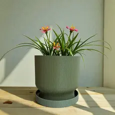 Vaso decorativo com bandeja cachepô (escolha 1, 2 ou 3 unidades) para plantas naturais decorativo