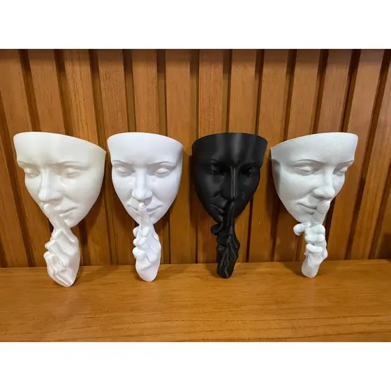 Vaso Parede Decorativo Face Silencio Planta Artificial para Flor cachepot