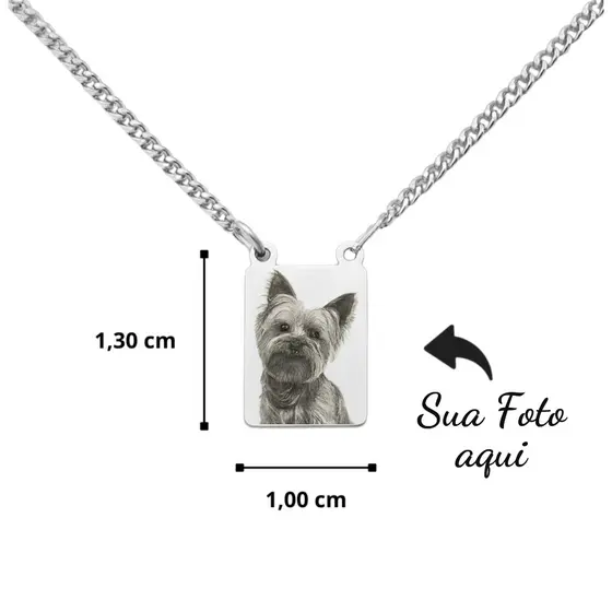 Escapulário Aço Inox Com Texto Ou Foto Gravada Pet