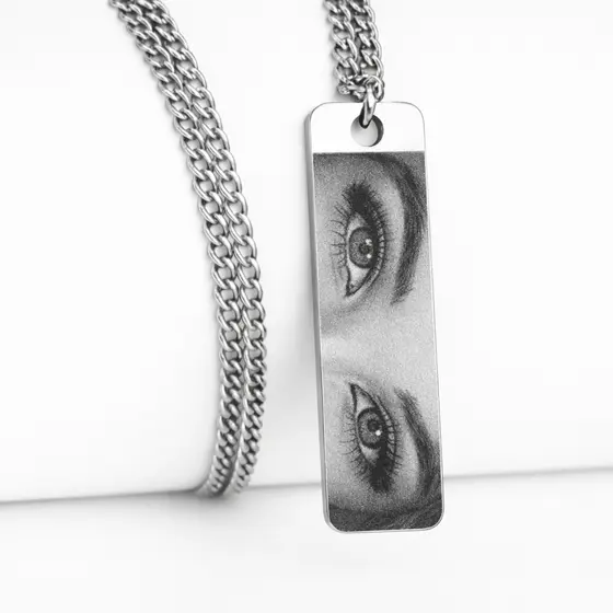 Colar Pingente Olhos Personalizados Masculino Feminino Corrente Cordão Aço Inoxidável Pode Molhar