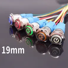 Botões De 19mm Luzes Led Interruptores De Ignição Do Carro Botão De Partida Lâmpada De Arranque Auto-Travação Com Soquetes Cabeça Alta 12V 24V 220V