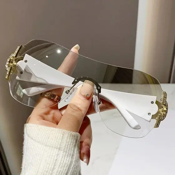 Novos Óculos de Sol Femininos da Moda Y2k, Óculos de Sol Vintage Integrados para Mulheres, Óculos de Sol com Proteção UV