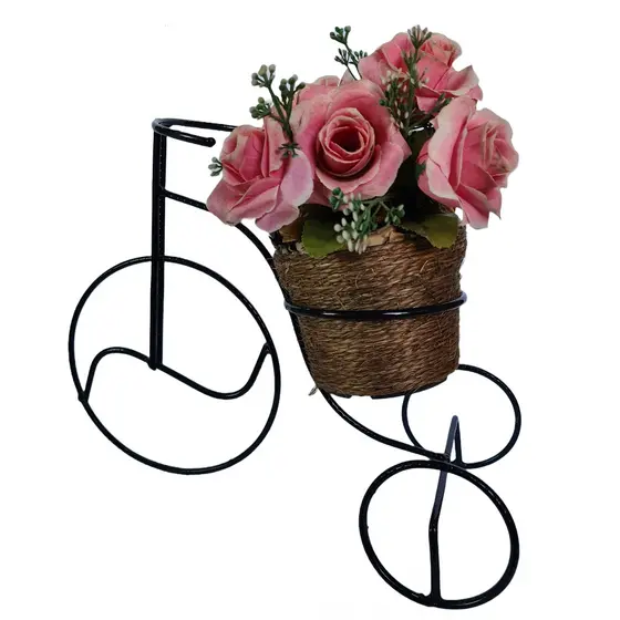 Bicicleta Decoração com Suporte para Vaso de Flor