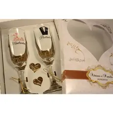 Casamento caixa personalizada com taças de vidro padrinho madrinha pai mãe