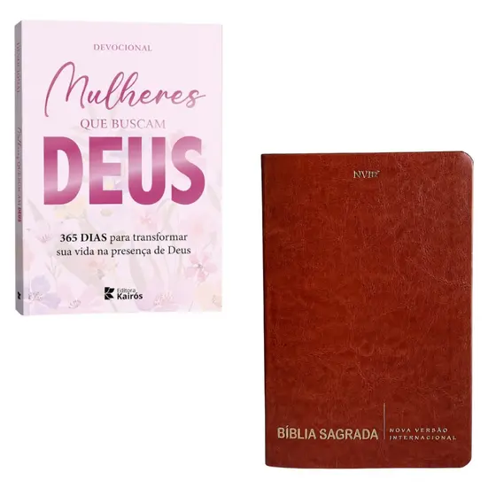 Kit Mulher Cristã Bíblia Ultrafina com palavras de Jesus em Vermelho + Devocional Mulheres com Deus