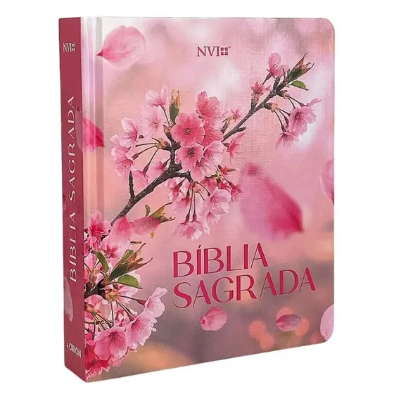 Bíblia Sagrada Feminina Capa Dura Flor de Cerejeira NVI Compacta Delicada Perfeita para Presentear