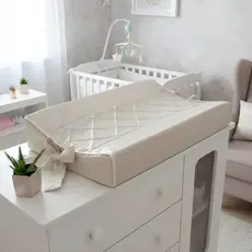 Trocador Luxo Plastificado Anatômico Pérola Palha Para Bebe de cômoda maternidade com zíper acolchoado