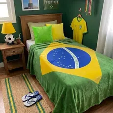 Manta Infantil Juvenil cama solteiro bandeira brasil Seleção Brasileira Quentinha Macia Cobertor Inverno Antialérgico