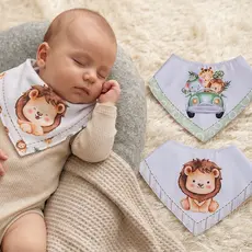 Babador para bebê menino menina kit com 3 peças temáticos impermeável babador bandana