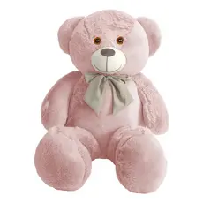 Urso Pelúcia Teddy Gigante Rose 1,10m Com Laço Macio Antialérgico Presente Decoração Quarto Infantil