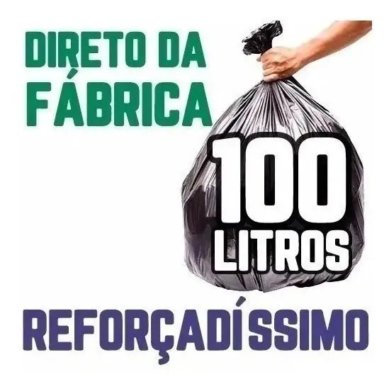 Saco De Lixo Preto 100Litros Reforçado Pacote com 100 Unidades