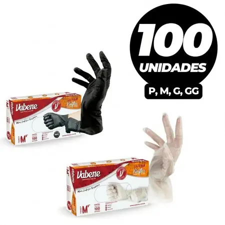 Kit 100 Luvas pretas sem pó viniflex descartáveis pronta entrega salão barbearia jardinagem