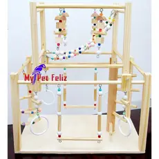 playground para calopsita periquito - parquinho calopsita - poleiro calopsita - brinquedo calopsita - DUPLEX natural