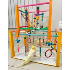 playground para calopsita - parquinho calopsita - poleiro calopsita - brinquedo calopsita periquito - DUPLEX Colorido