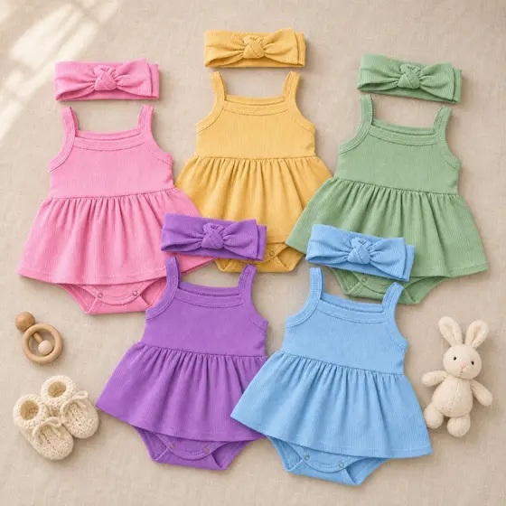 Body Vestido Infantil Canelado Tapa Fralda De Pressão Conforto Kit 2, Kit 3 e Unidade