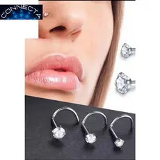 Piercing Titânio De Nariz Nostril Zircônia Cristal Prata, Colorido, Metal Cirúrgico 1.5mm, 2mm, 2.5mm, 3mm Moda