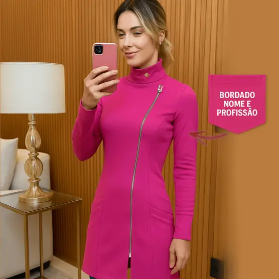 Jaleco de Neoprene Com Ziper Na Lateral + BORDADO NOME E PROFISSÃO INCLUSO SOMENTE ESCRITA