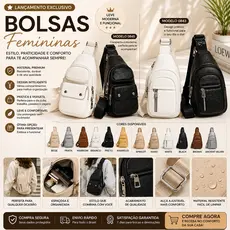 Bolsa pochete Feminina Peito | Shoulder Bag Compacta | Alça Ajustável | Casual Premium 0845/0843