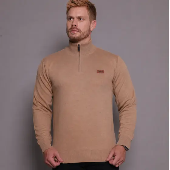 Suéter Masculino Zíper Gola Alta Red Nose Básico Inverno