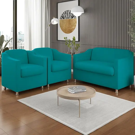 Kit 2 Poltronas Decorativa Tilla + Namoradeira Sala De Estar