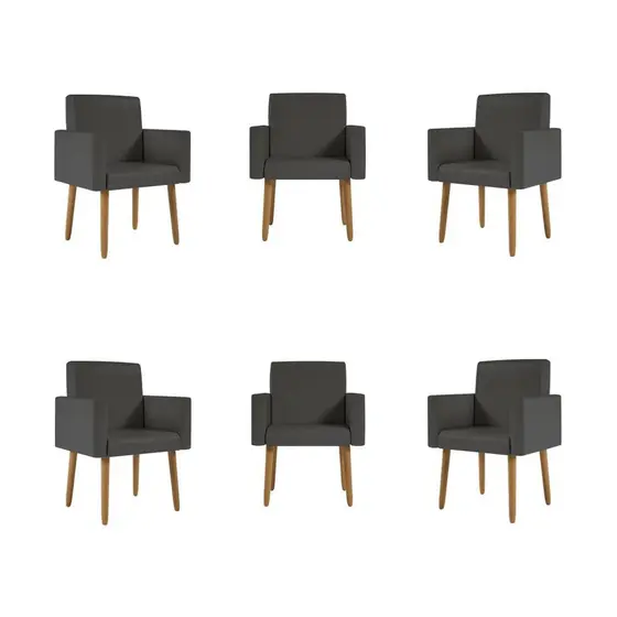 Kit 6 Poltronas Nina Decorativa Recepção Sala Oferta Courino