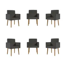 Kit 6 Poltronas Nina Decorativa Recepção Sala Oferta Courino