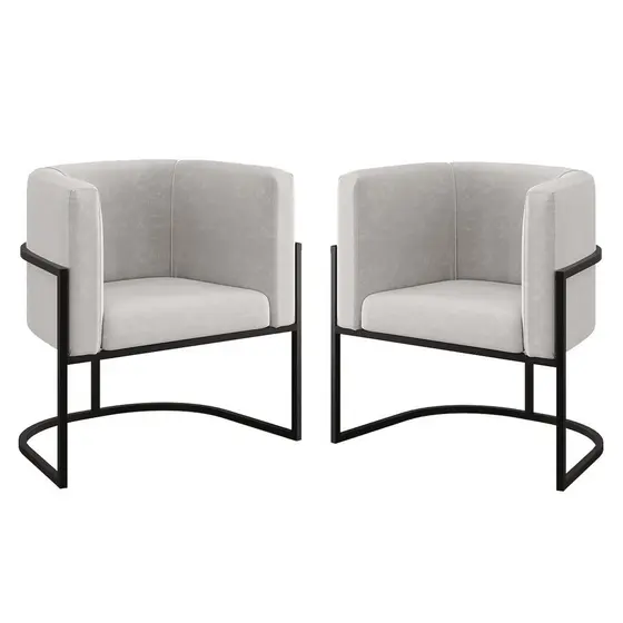 Kit 02 Poltronas Lua com Base de Metal Black Sala Reforçada