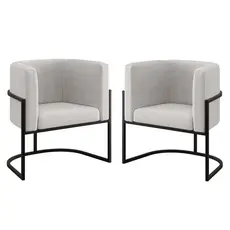Kit 02 Poltronas Lua com Base de Metal Black Sala Reforçada