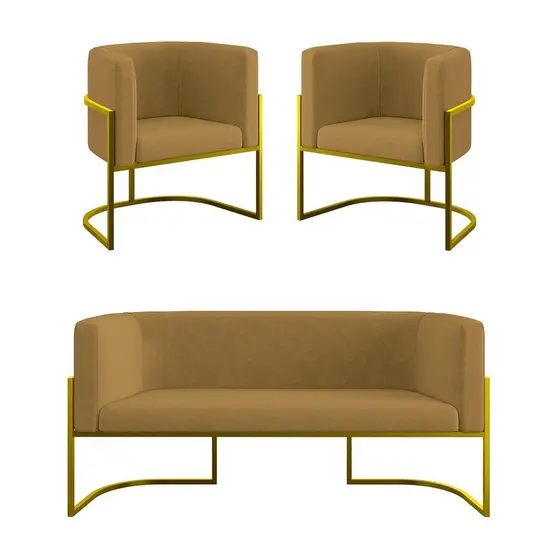 Kit 2 Poltronas + Sofá 2 Lugares para Recepção – Balaqui