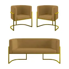 Kit 2 Poltronas + Sofá 2 Lugares para Recepção – Balaqui