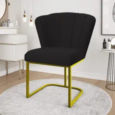 Cadeira Jantar Flor Base de Ferro Dourada ou Preta Veludo Mesa Cozinha Balaqui Decor