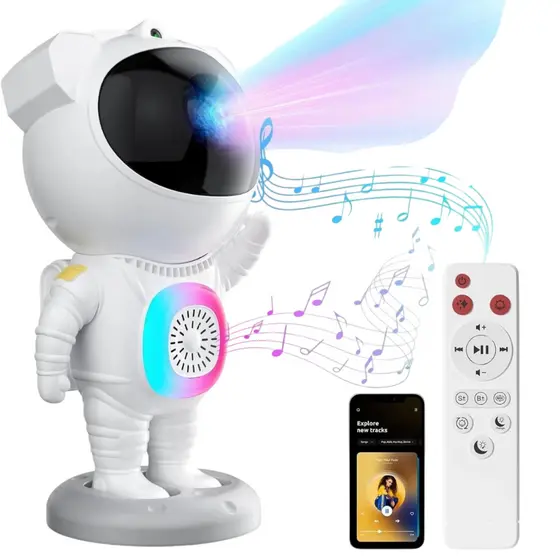 Projetor de luz com Bluetooth noturna astronauta galáxia luz noturna estrelada projetor de luz